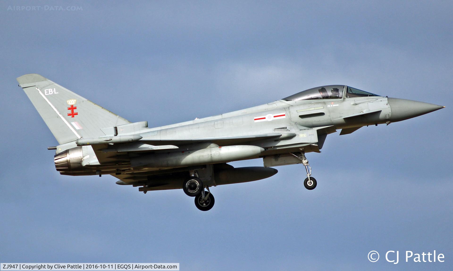 ZJ947, 2008 Eurofighter EF-2000 Typhoon FGR4 C/N 0159/BS040, Coded 'EB-L' with 41(R) TES in action at RAF Lossiemouth EGQS during Exercise Joint Warrior 16-2