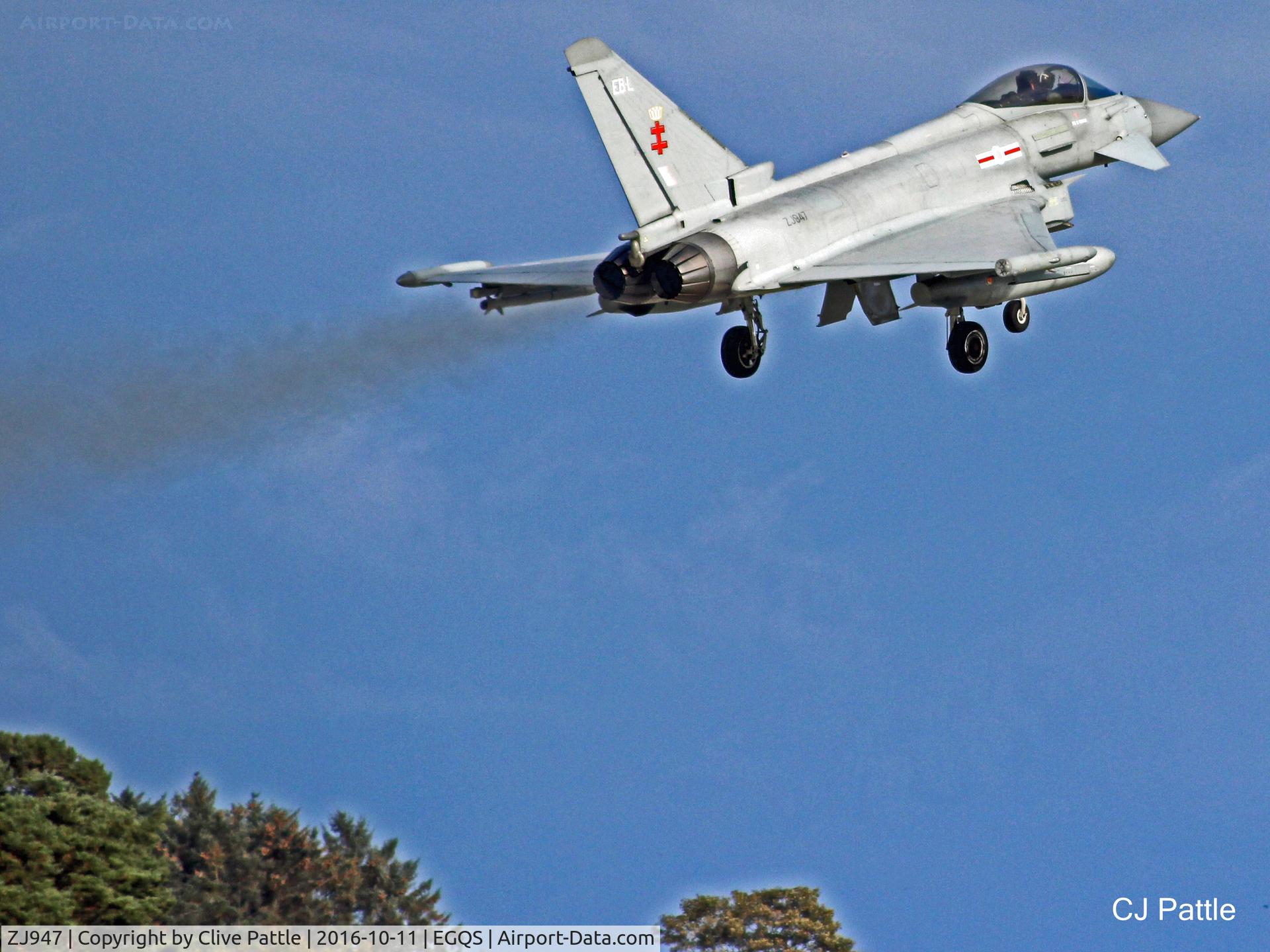 ZJ947, 2008 Eurofighter EF-2000 Typhoon FGR4 C/N 0159/BS040, Coded 'EB-L' with 41(R) TES climbs out at RAF Lossiemouth EGQS during Exercise Joint Warrior 16-2