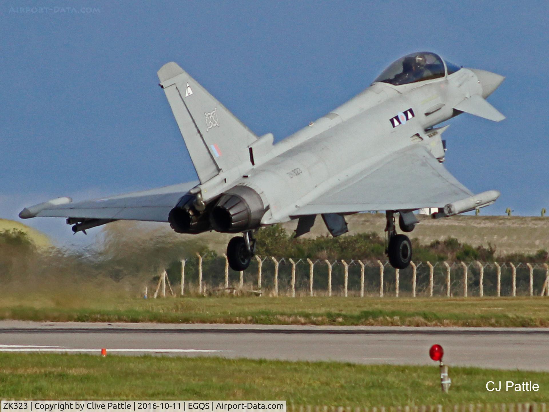 ZK323, 2011 Eurofighter EF-2000 Typhoon FGR4 C/N BS084/322, Take Off - Coded 'C' with II(AC) Sqn RAF in action at its home base of RAF Lossiemouth EGQS during Exercise Joint Warrior 16-2