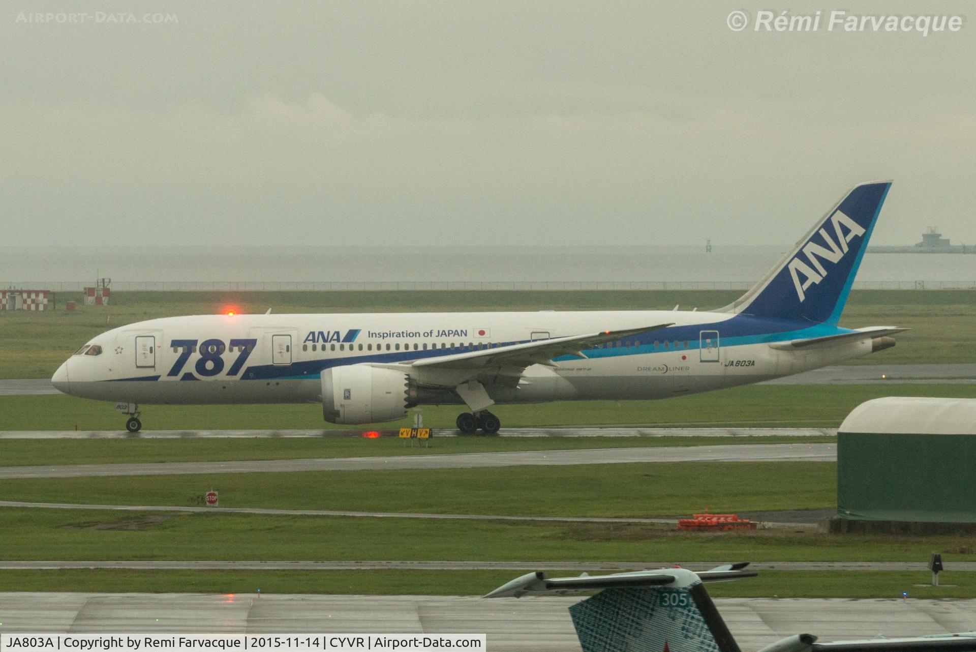JA803A, 2011 Boeing 787-8 Dreamliner C/N 34485, Taxiing for take-off to south runway with easterly departure.