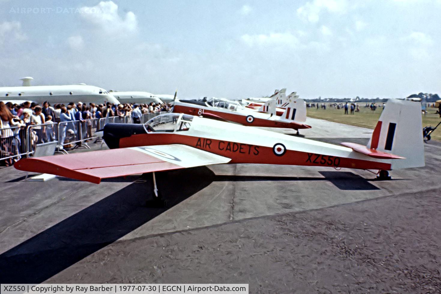 XZ550, 1981 Slingsby T-61F Venture T2 C/N 1870, Slingsby T.61F Venture [1870] (Air Cadets) RAF Finningley~G 30/07/1977. From a slide.