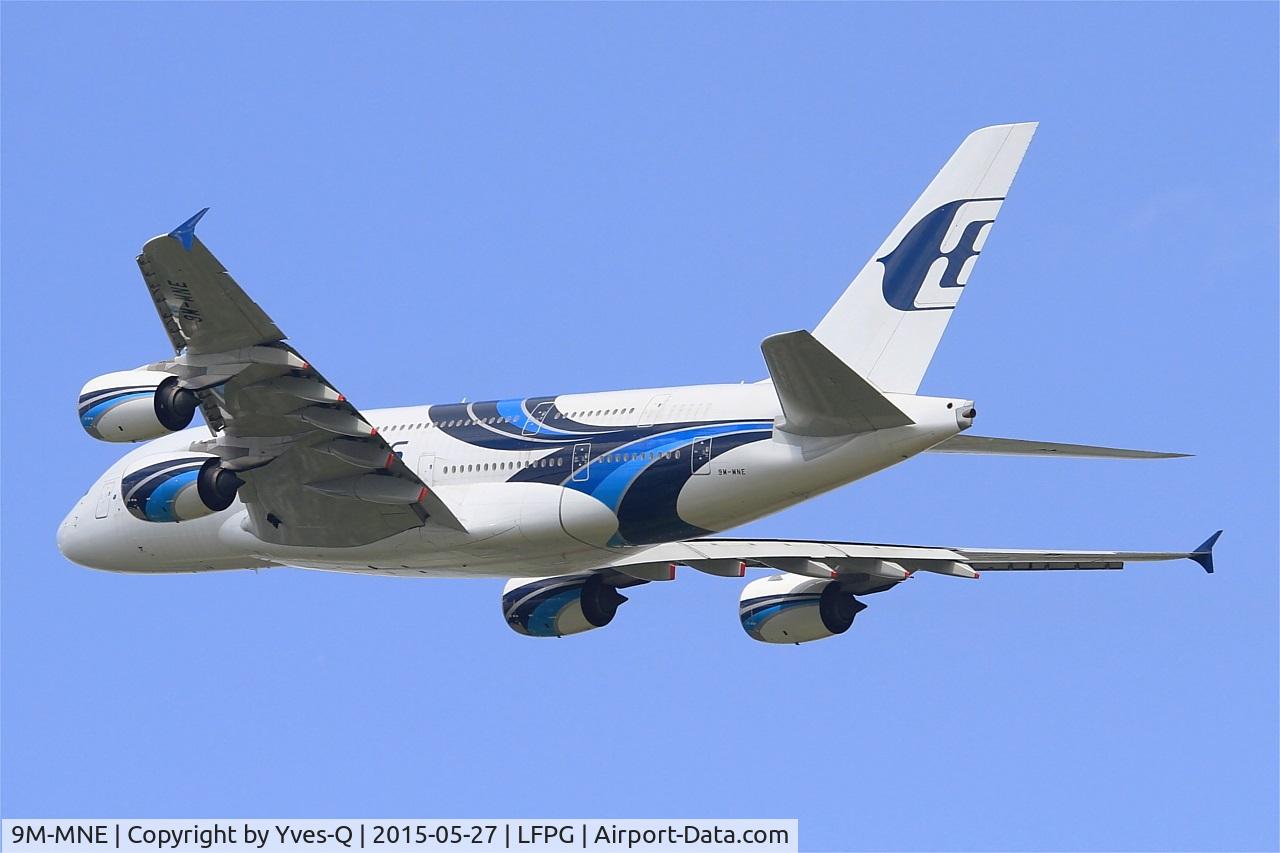 9M-MNE, 2012 Airbus A380-841 C/N 094, Airbus A380-841, Take off rwy 27L, Roissy Charles De Gaulle airport (LFPG-CDG)