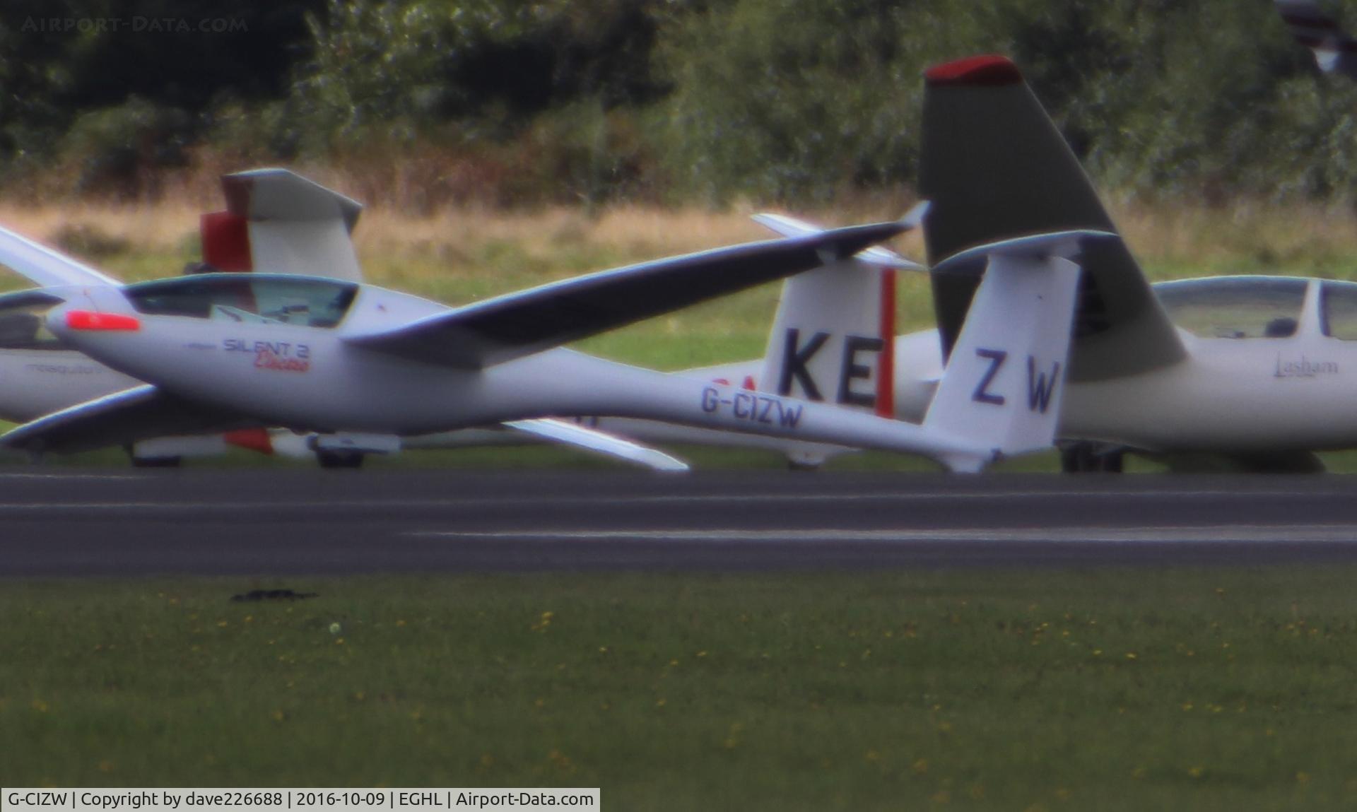 G-CIZW, 2016 Alisport Silent 2 Electro C/N 2085, G CIZW waiting at takeoff area EGHL