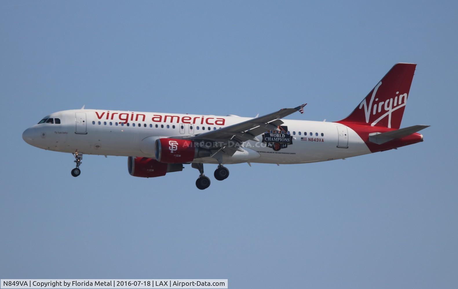 N849VA, 2011 Airbus A320-214 C/N 4991, Virgin America San Francisco Giants