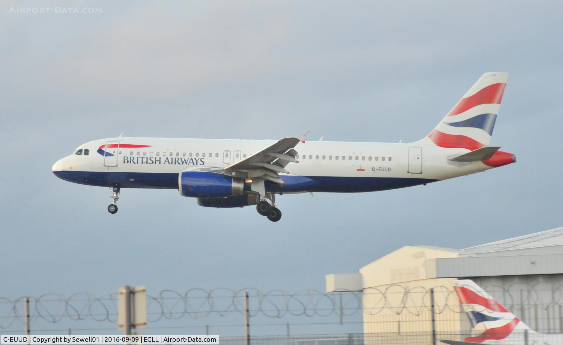 G-EUUD, 2002 Airbus A320-232 C/N 1760, Landing at LHR