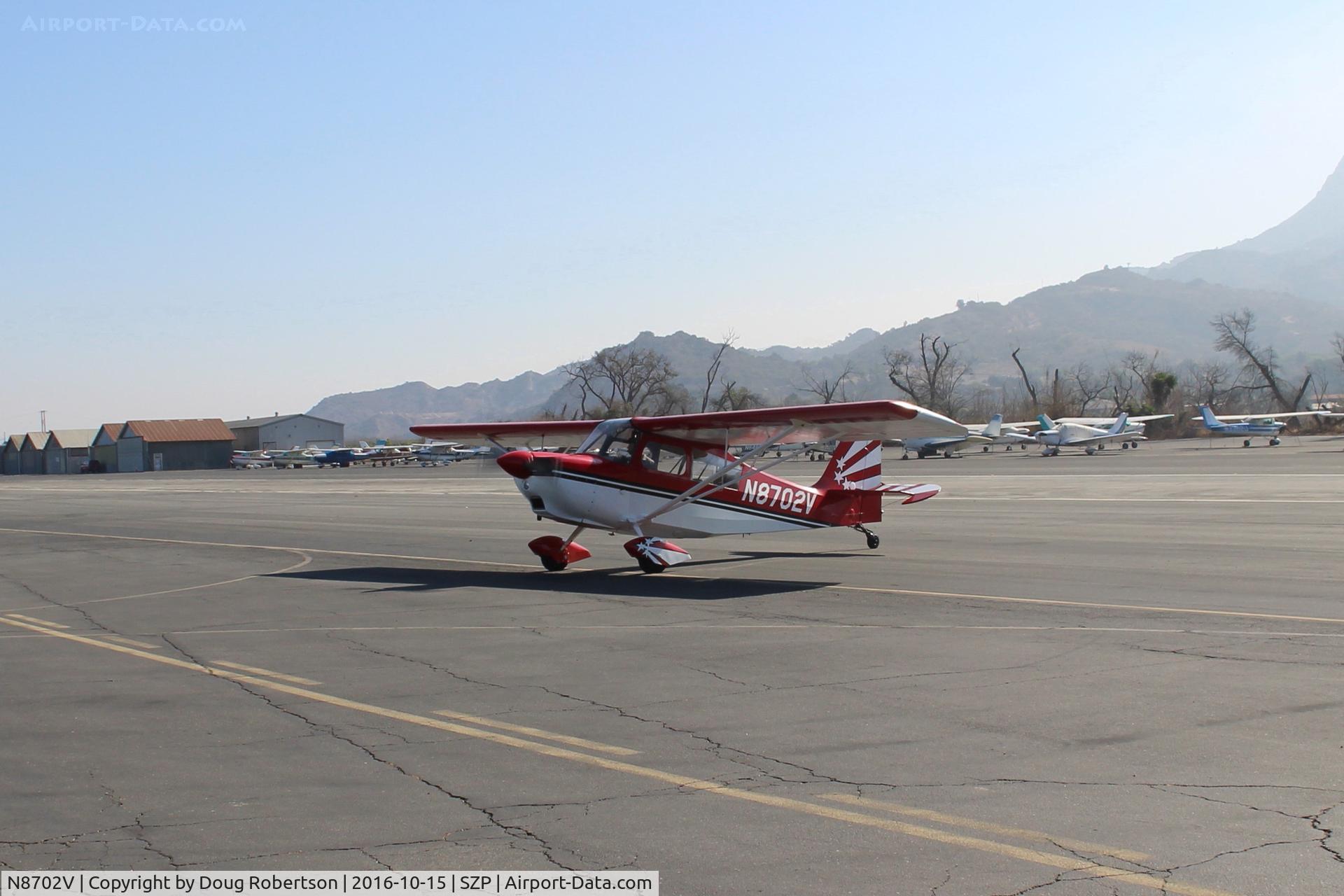 N8702V, 1975 Bellanca 8KCAB Decathlon C/N 189-75, 1975 Bellanca 8KCAB DECATHLON, Lycoming IO-320 150 Hp, taxi across Rwy 22