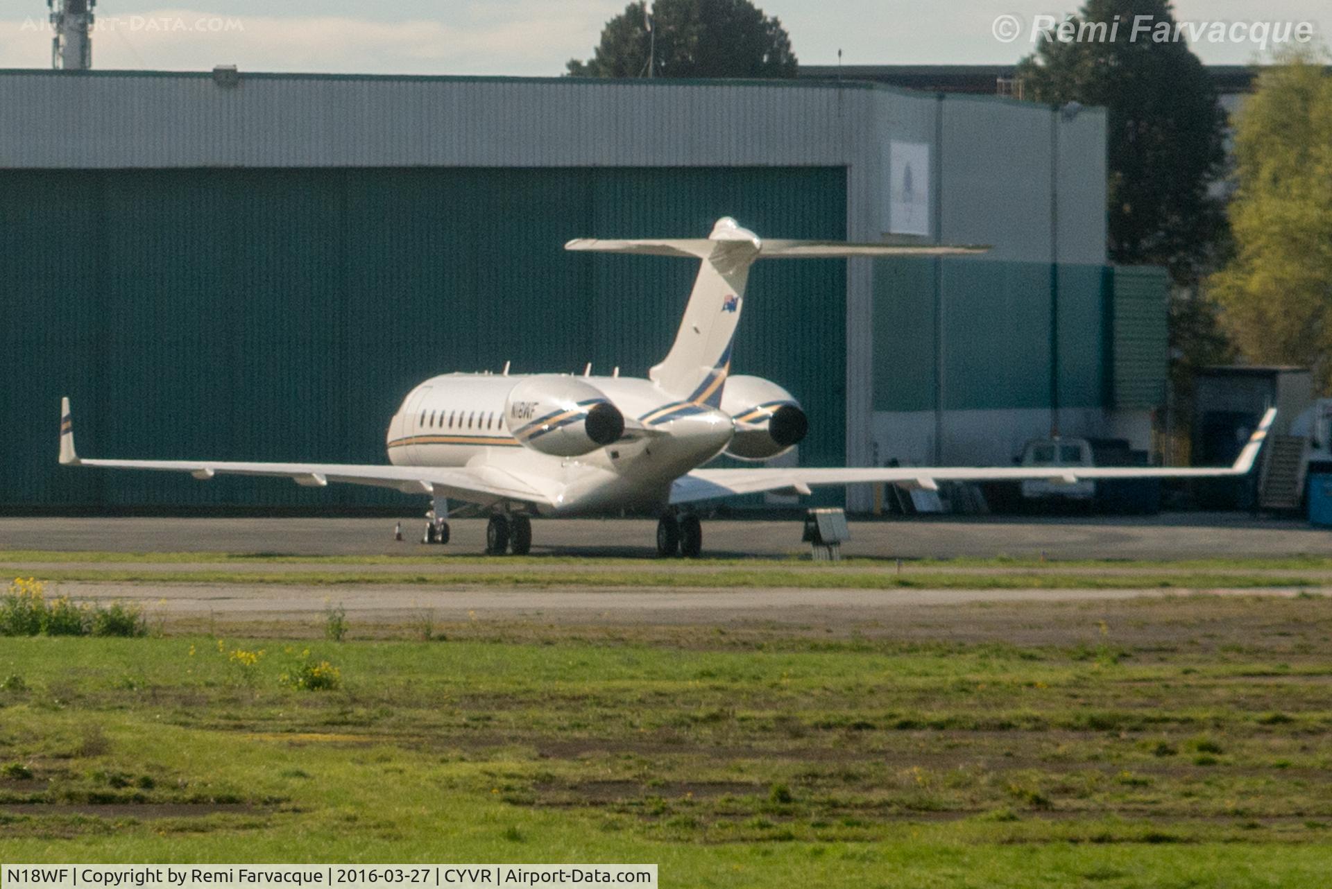 N18WF, 2006 Bombardier BD-700-1A10 Global Express XRS C/N 9215, Parked outside Million Air hanger.