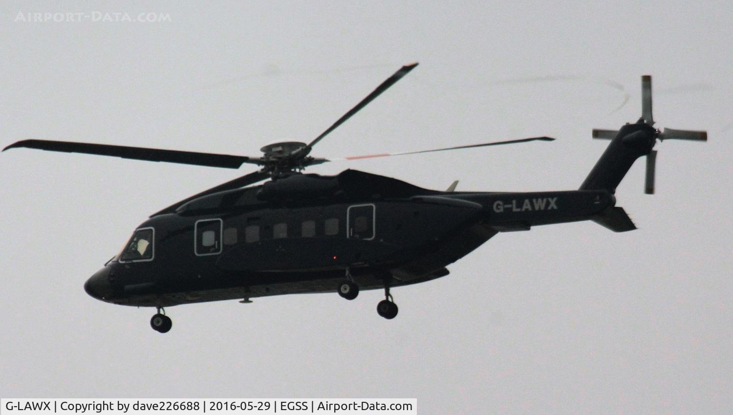 G-LAWX, 2004 Sikorsky S-92A C/N 920007, G LAWX just after takeoff from a foggy Stanstead - EGSS