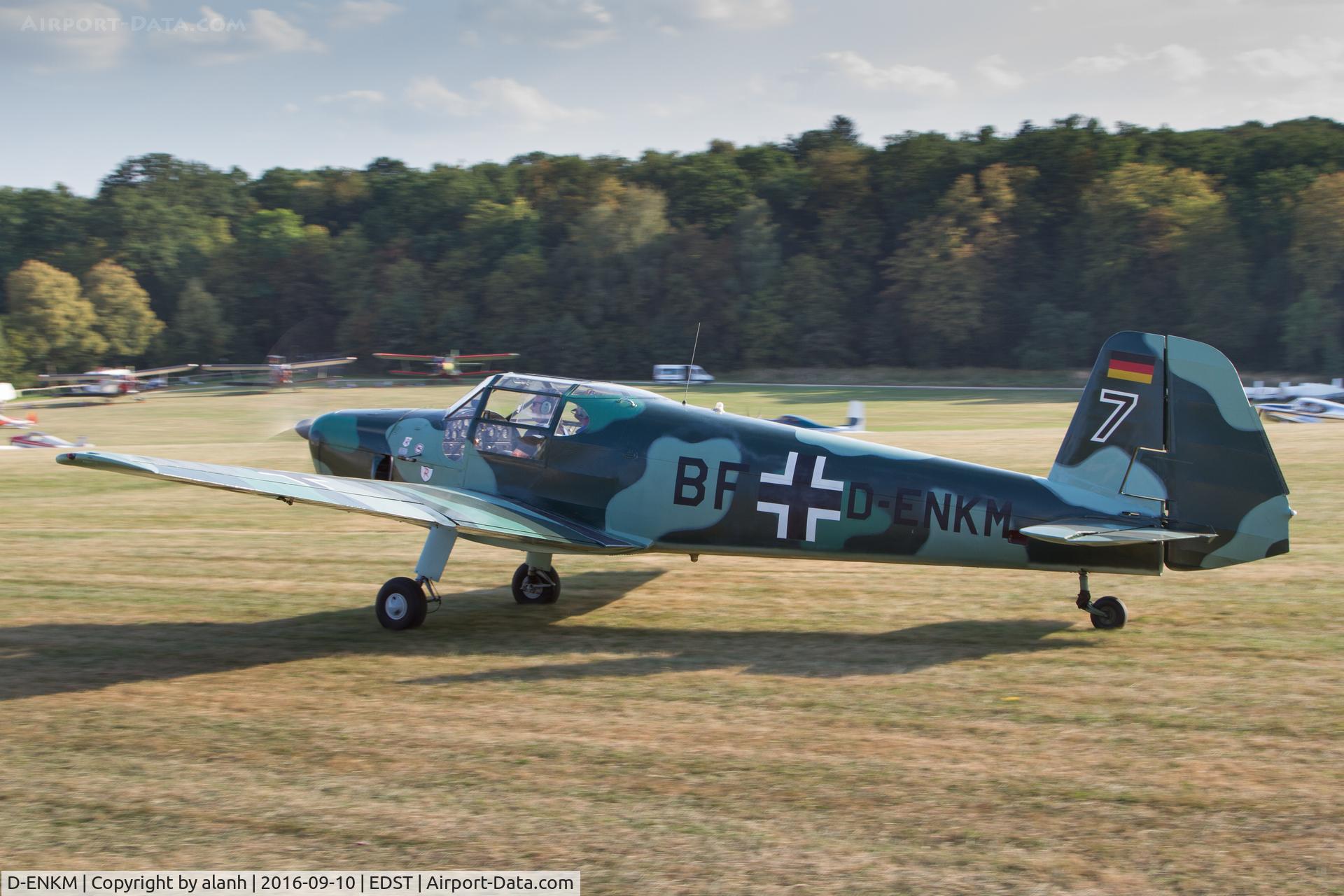 D-ENKM, Heliopolis Gomhouria Mk.6 (Bu-181) C/N 341, Departing the 2016 Hahnweide Oldtimer Fliegertreffen