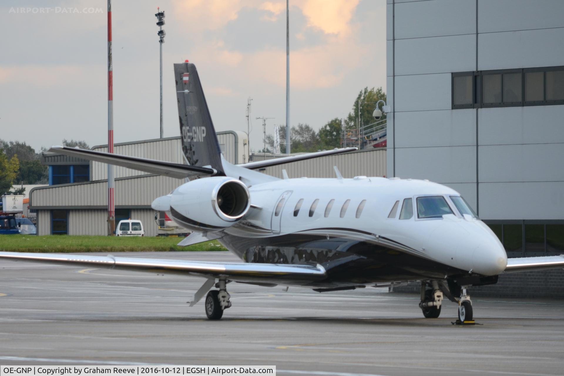 OE-GNP, 2009 Cessna 560 Citation XLS+ C/N 560-6017, Parked at Norwich.