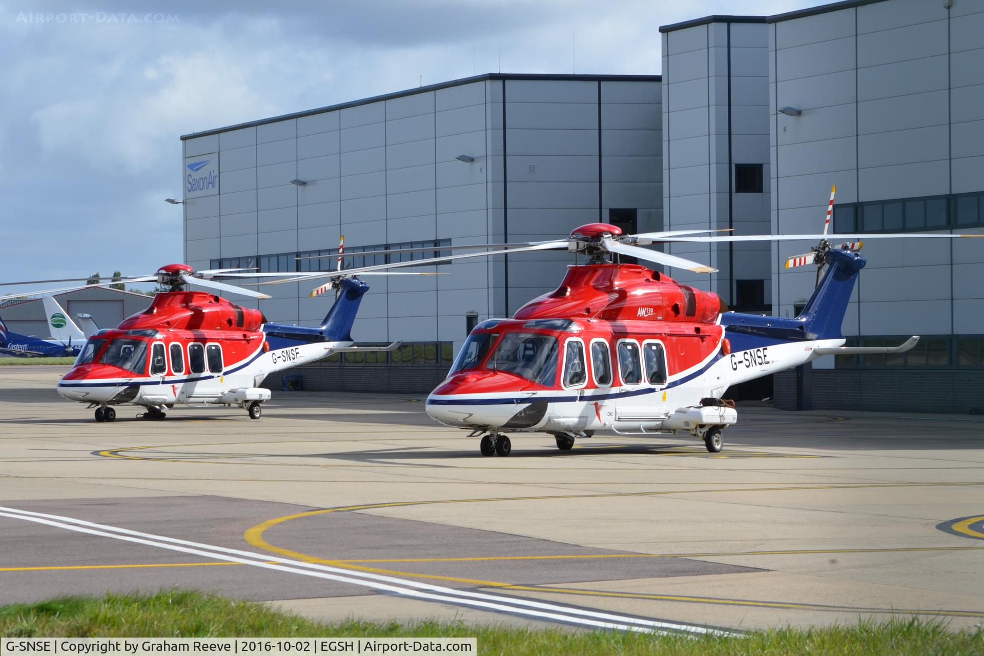 G-SNSE, 2014 AgustaWestland AW-139 C/N 31561, Parked at Norwich, along with G-SNSF.