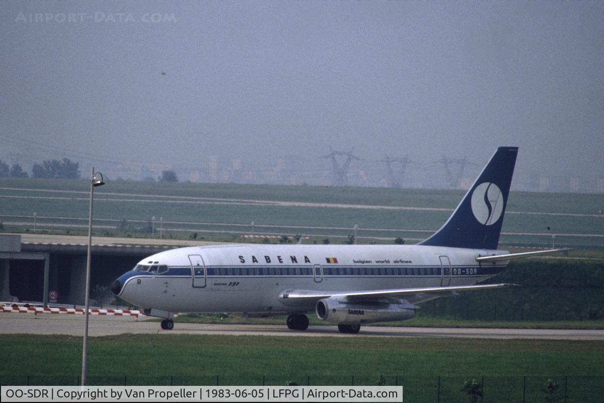 OO-SDR, 1979 Boeing 737-229C C/N 21738, Sabena Boeing 737-229C taxiing at Paris Charles de Gaulle airport, 1983