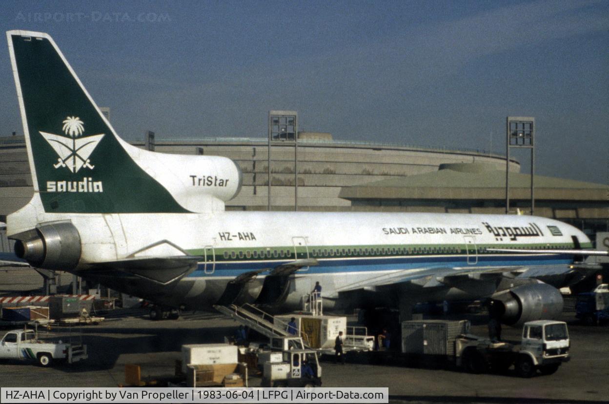 HZ-AHA, 1975 Lockheed L-1011-200 TriStar C/N 1110, Saudia Lockheed TriStar 200 at Paris Charles de Gaulle airport, 1983