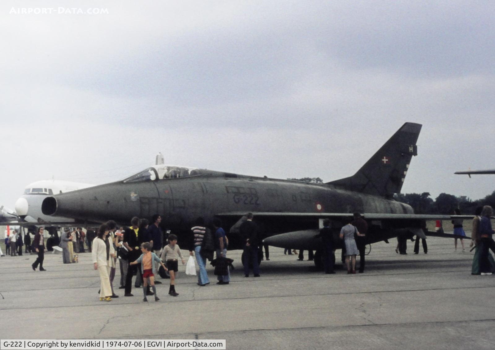 G-222, North American F-100D Super Sabre C/N 223-102, At the 1974 International Air Tattoo Greenham Common, copied from slide.