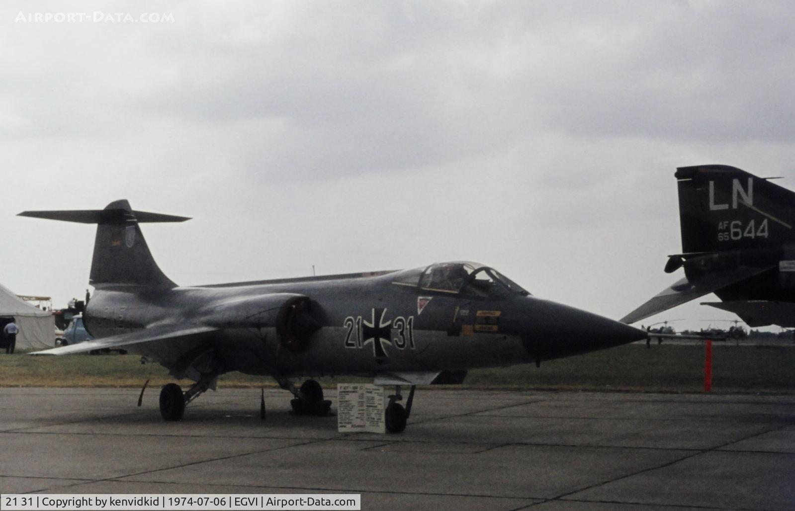 21 31, Lockheed RF-104G Starfighter C/N 683-6692, At the 1974 International Air Tattoo Greenham Common, copied from slide.