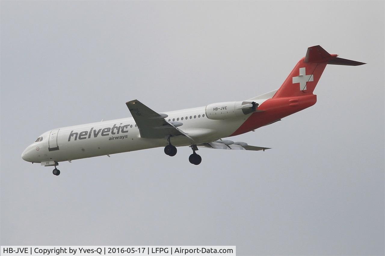 HB-JVE, 1993 Fokker 100 (F-28-0100) C/N 11459, Fokker 100, On final rwy 27R, Paris-Roissy Charles De Gaulle airport (LFPG-CDG)