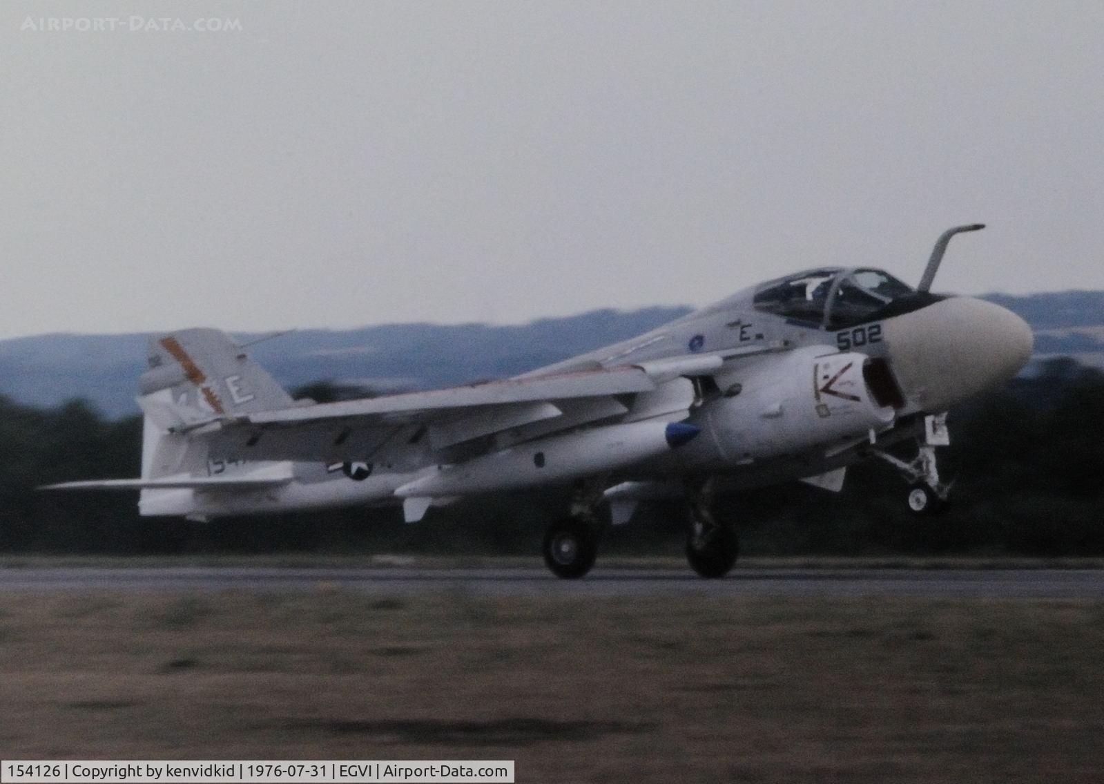 154126, Grumman A-6E Intruder C/N I-261, At the 1976 International Air Tattoo Greenham Common, copied from slide.