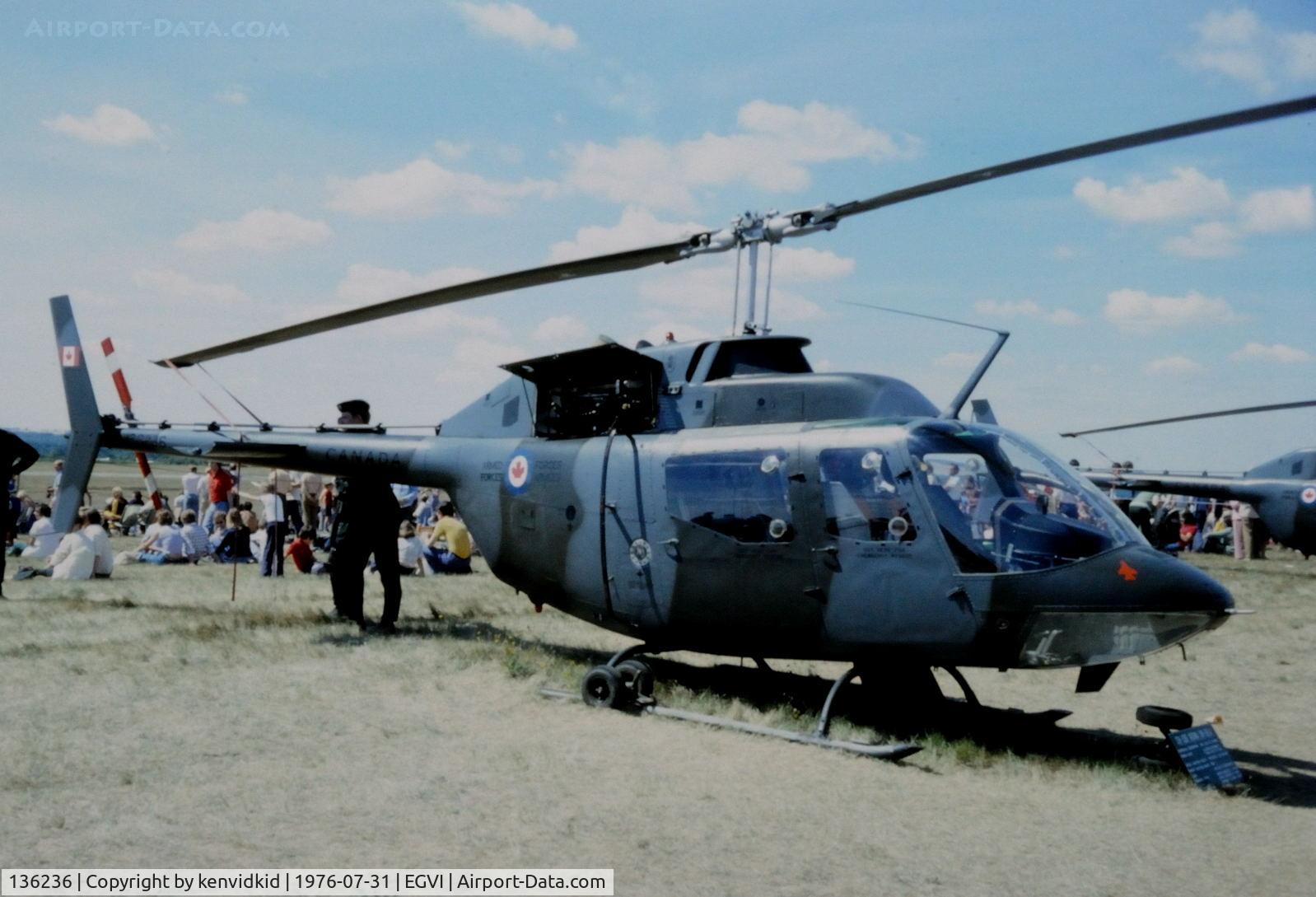 136236, 1972 Bell CH-136 Kiowa C/N 44036, At the 1976 International Air Tattoo Greenham Common, copied from slide.
