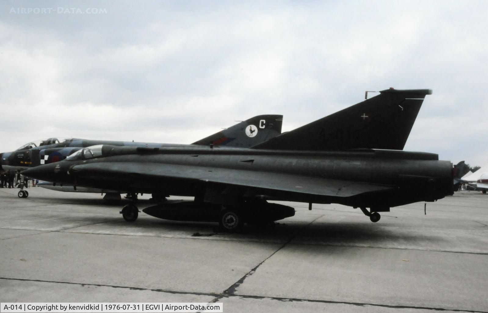 A-014, 1971 Saab F-35 Draken C/N 35-1014, At the 1976 International Air Tattoo Greenham Common, copied from slide.