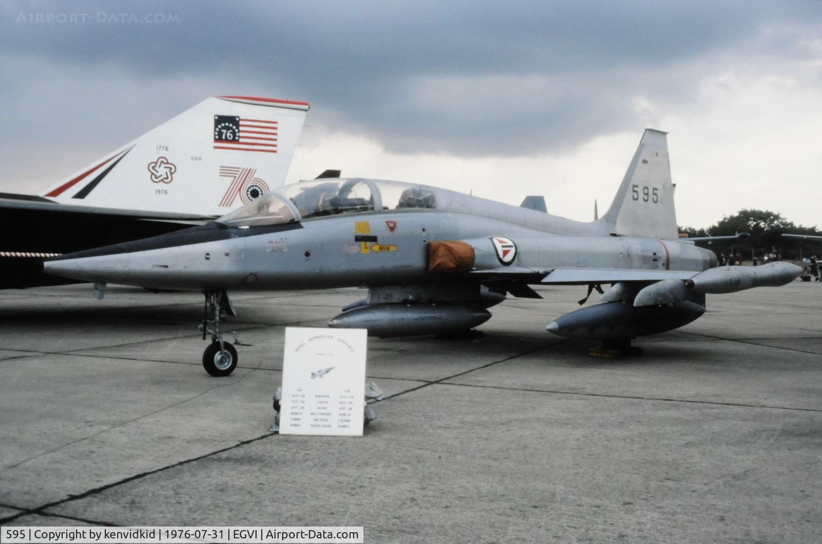 595, 1965 Northrop F-5B Freedom Fighter C/N N.9004, At the 1976 International Air Tattoo Greenham Common, copied from slide.