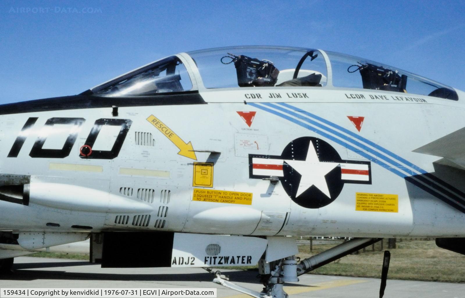 159434, Grumman F-14A Tomcat C/N 100, At the 1976 International Air Tattoo Greenham Common, copied from slide.