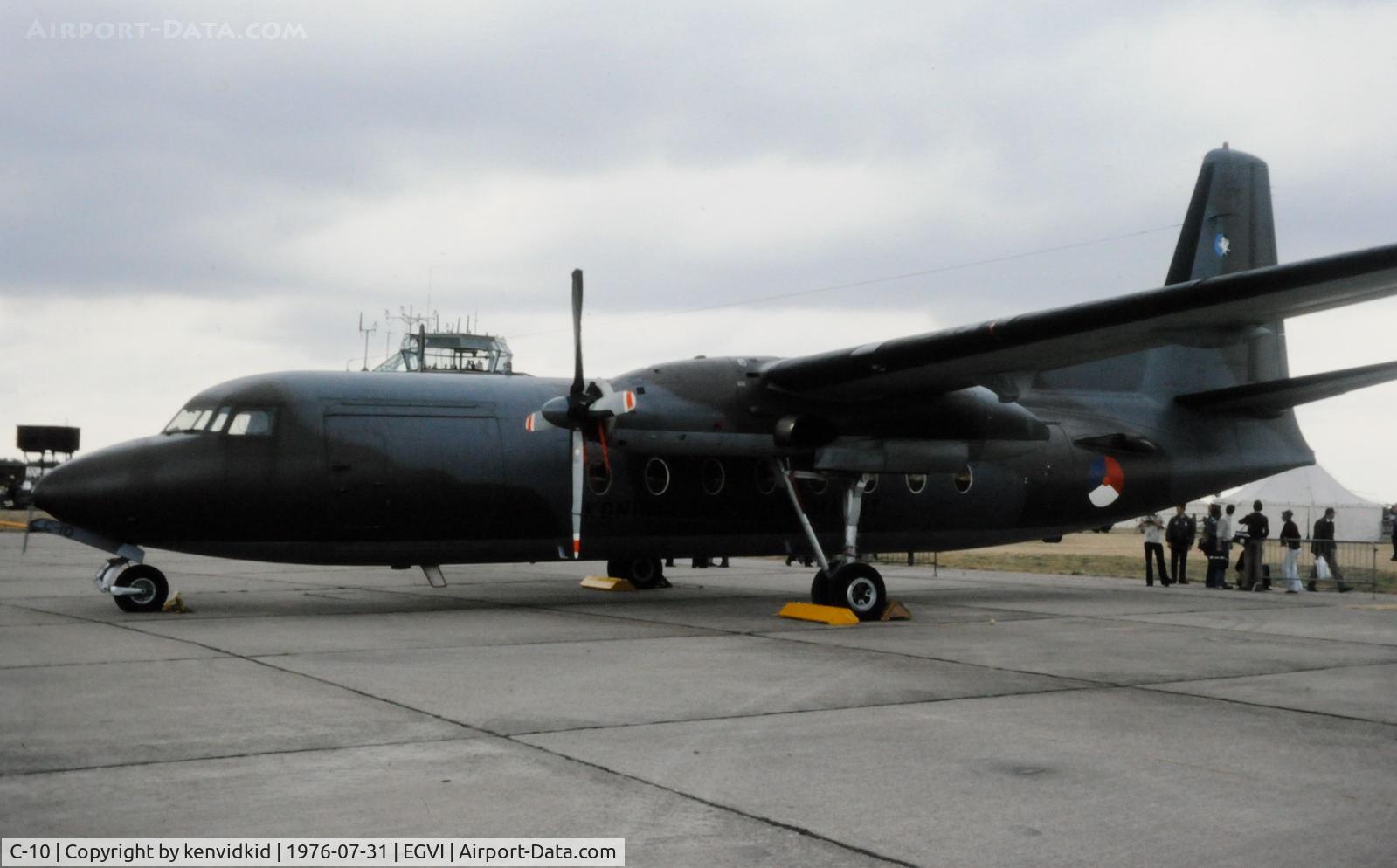 C-10, 1960 Fokker F-27-300M Troopship C/N 10160, At the 1976 International Air Tattoo Greenham Common, copied from slide.
