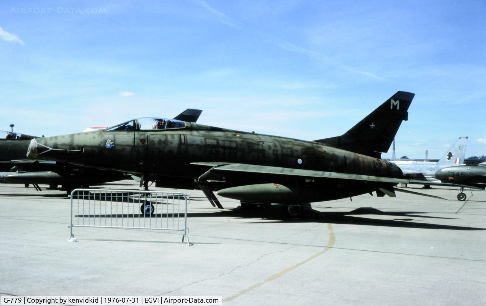 G-779, 1961 North American F-100D  Super Sabre C/N 224-46, At the 1976 International Air Tattoo Greenham Common, copied from slide. Sold to Turkish Air Force as 55-2779, crashed 26-04-1983.