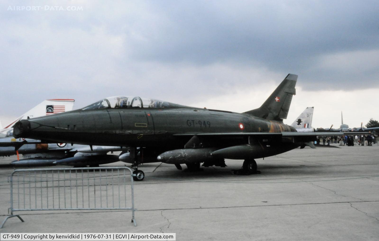 GT-949, 1956 North American TF-100F Super Sabre C/N 243-225, At the 1976 International Air Tattoo Greenham Common, copied from slide.