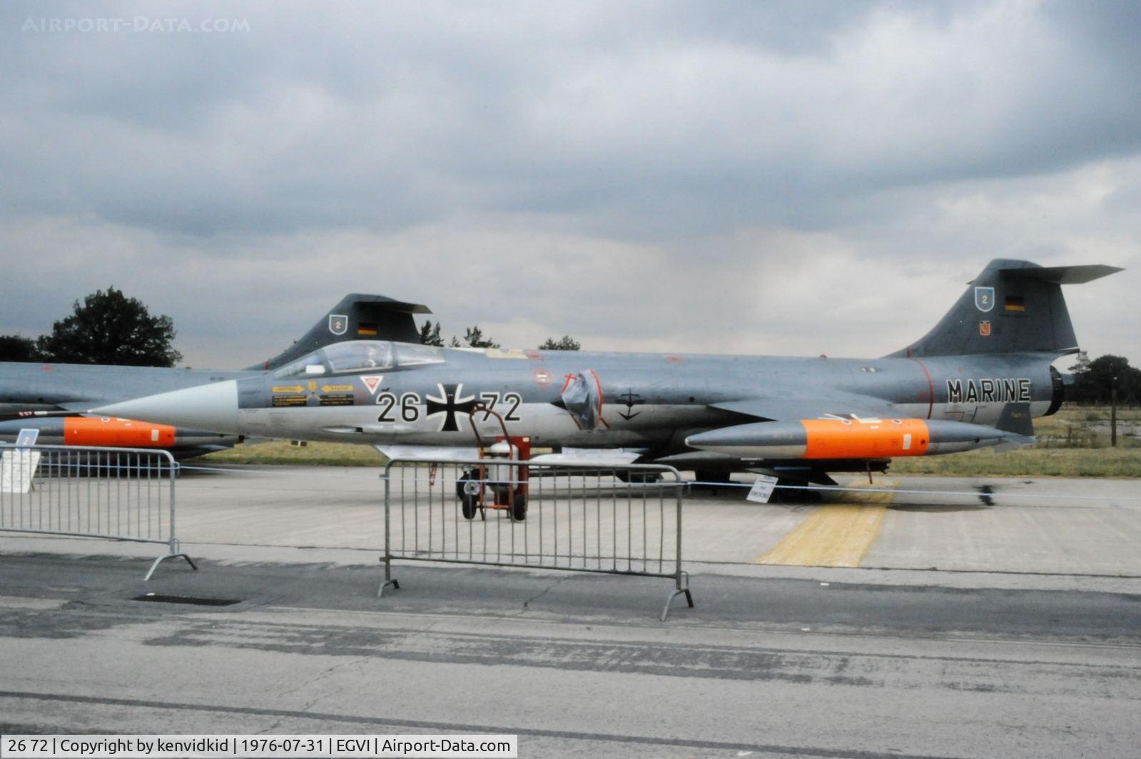 26 72, Lockheed F-104G Starfighter C/N 683-7418, At the 1976 International Air Tattoo Greenham Common, copied from slide.