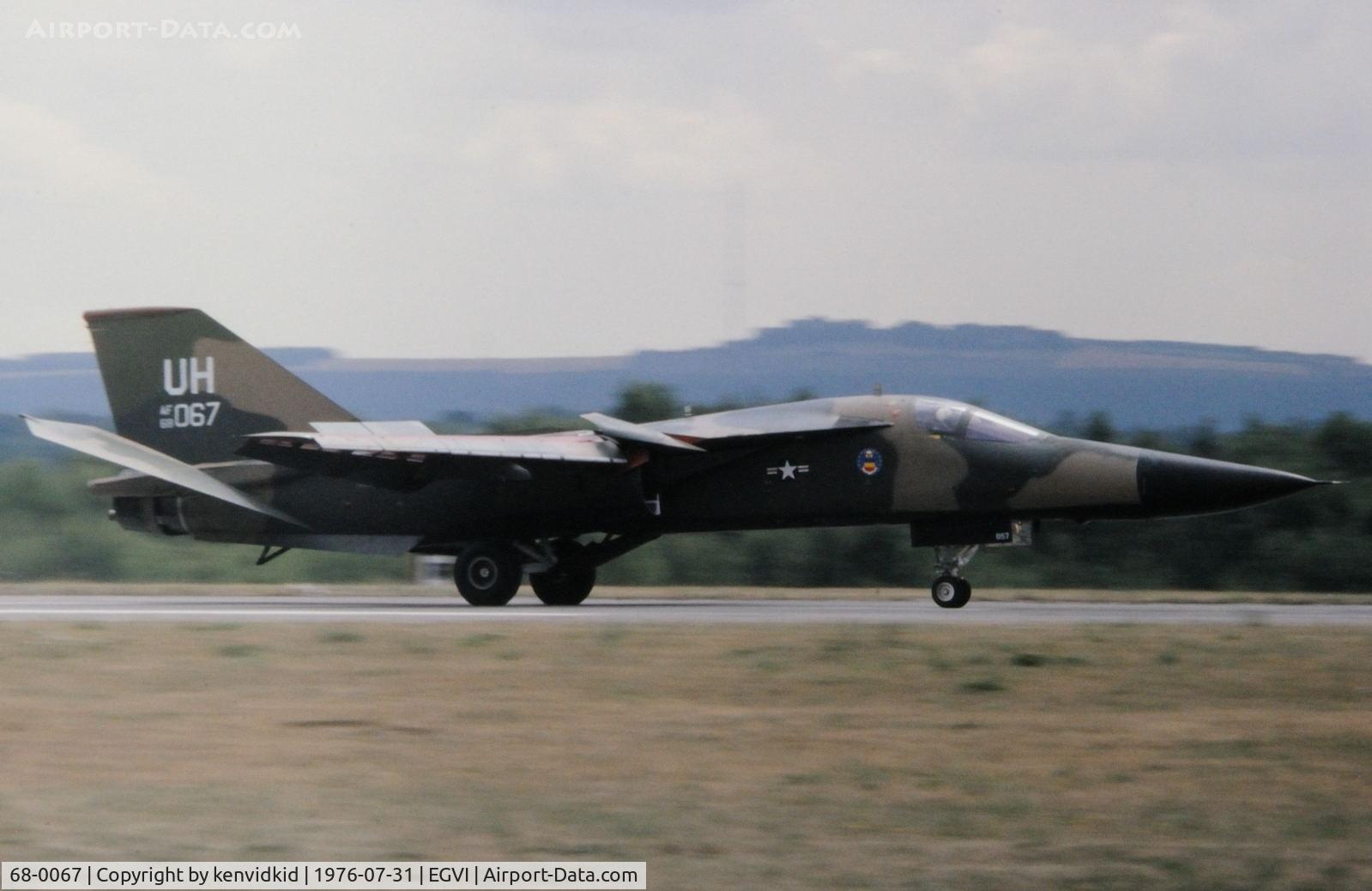 68-0067, 1968 General Dynamics F-111E Aardvark C/N A1-236, At the 1976 International Air Tattoo Greenham Common, copied from slide.
