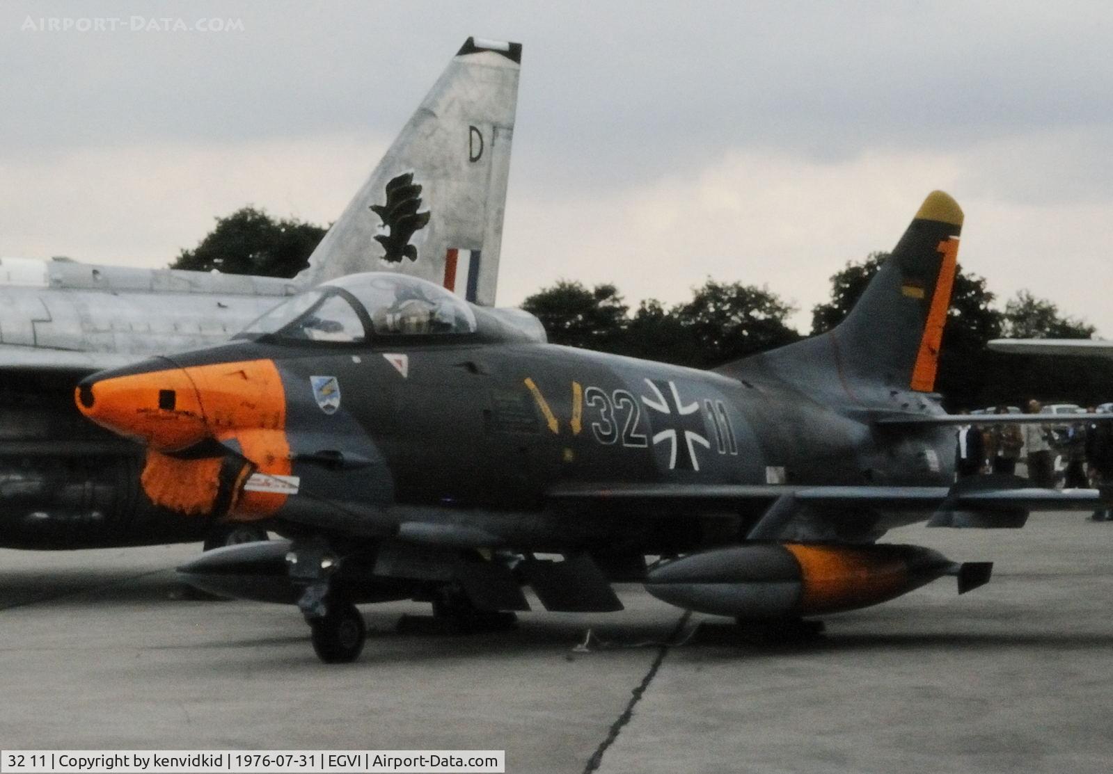 32 11, Fiat G-91R/3 C/N D479, At the 1976 International Air Tattoo Greenham Common, copied from slide.