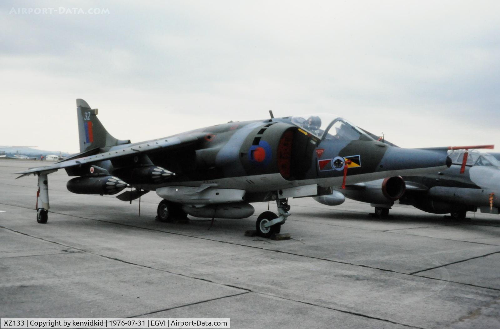XZ133, 1976 Hawker Siddeley Harrier GR.3 C/N 712192, At the 1976 International Air Tattoo Greenham Common, copied from slide.