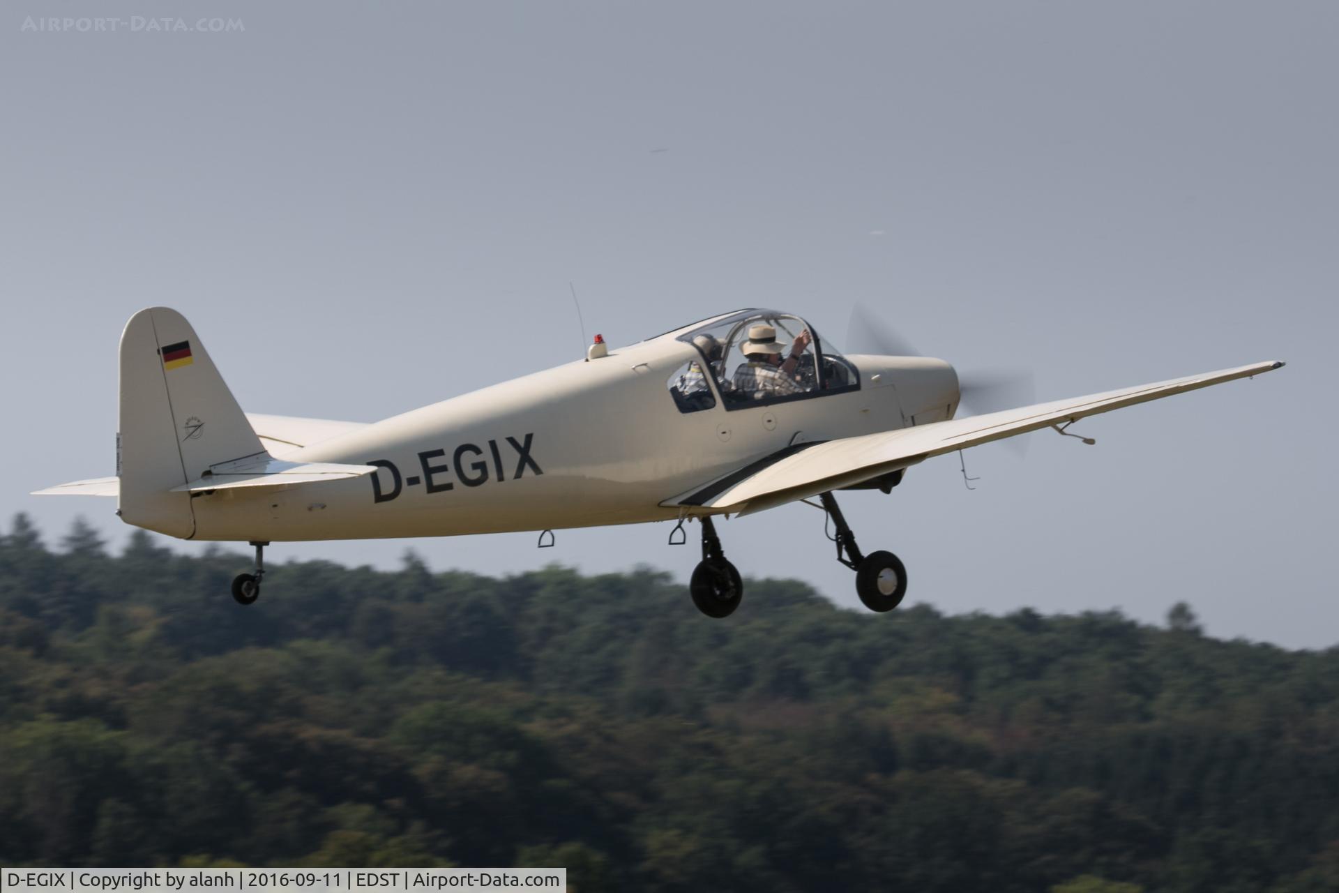 D-EGIX, 1958 Klemm Kl-107B C/N 117, Departing the 2016 Hahnweide Oldtimer Fliegertreffen