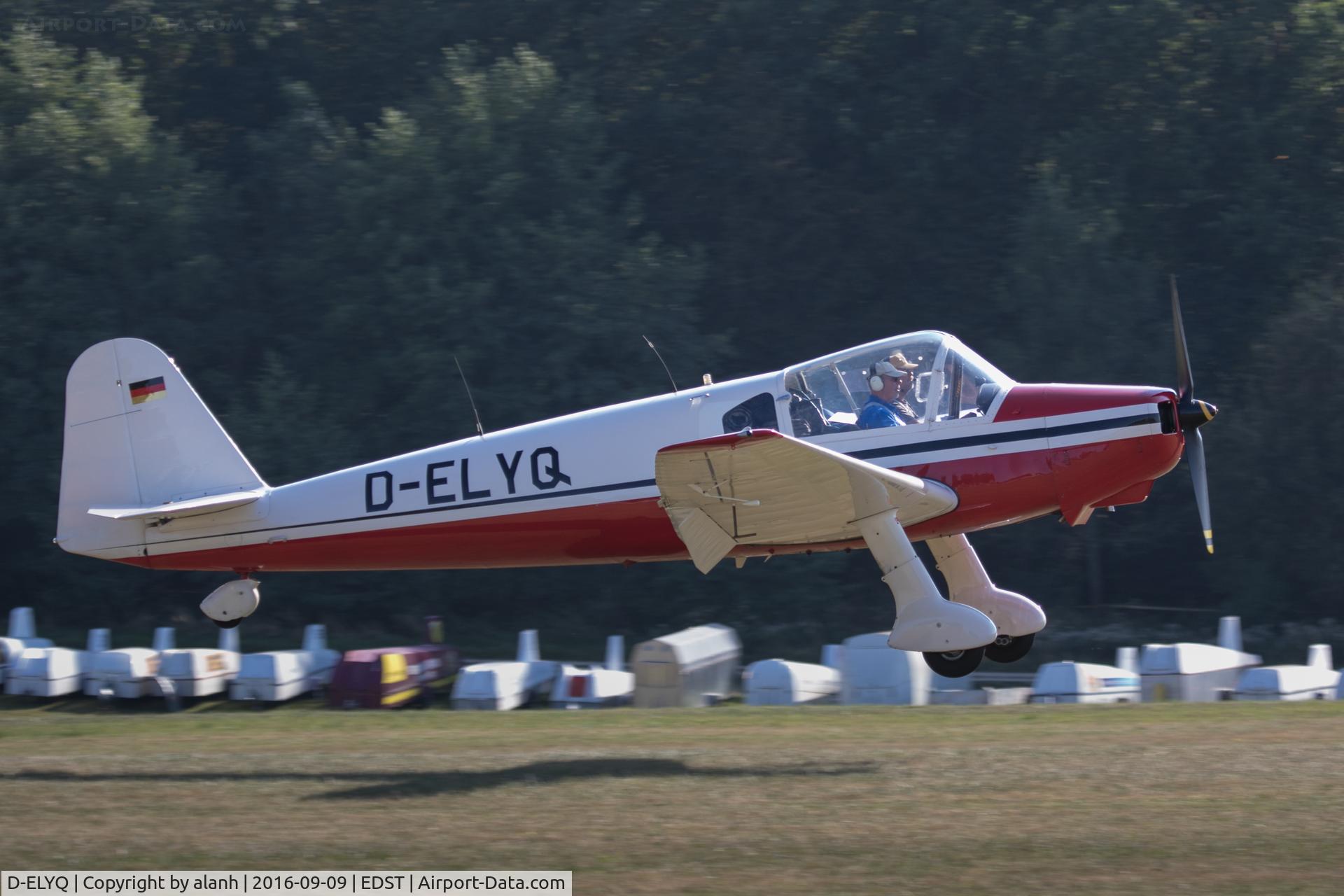 D-ELYQ, Klemm Kl-107C C/N 152, Arriving at the 2016 Hahnweide Oldtimer Fliegertreffen