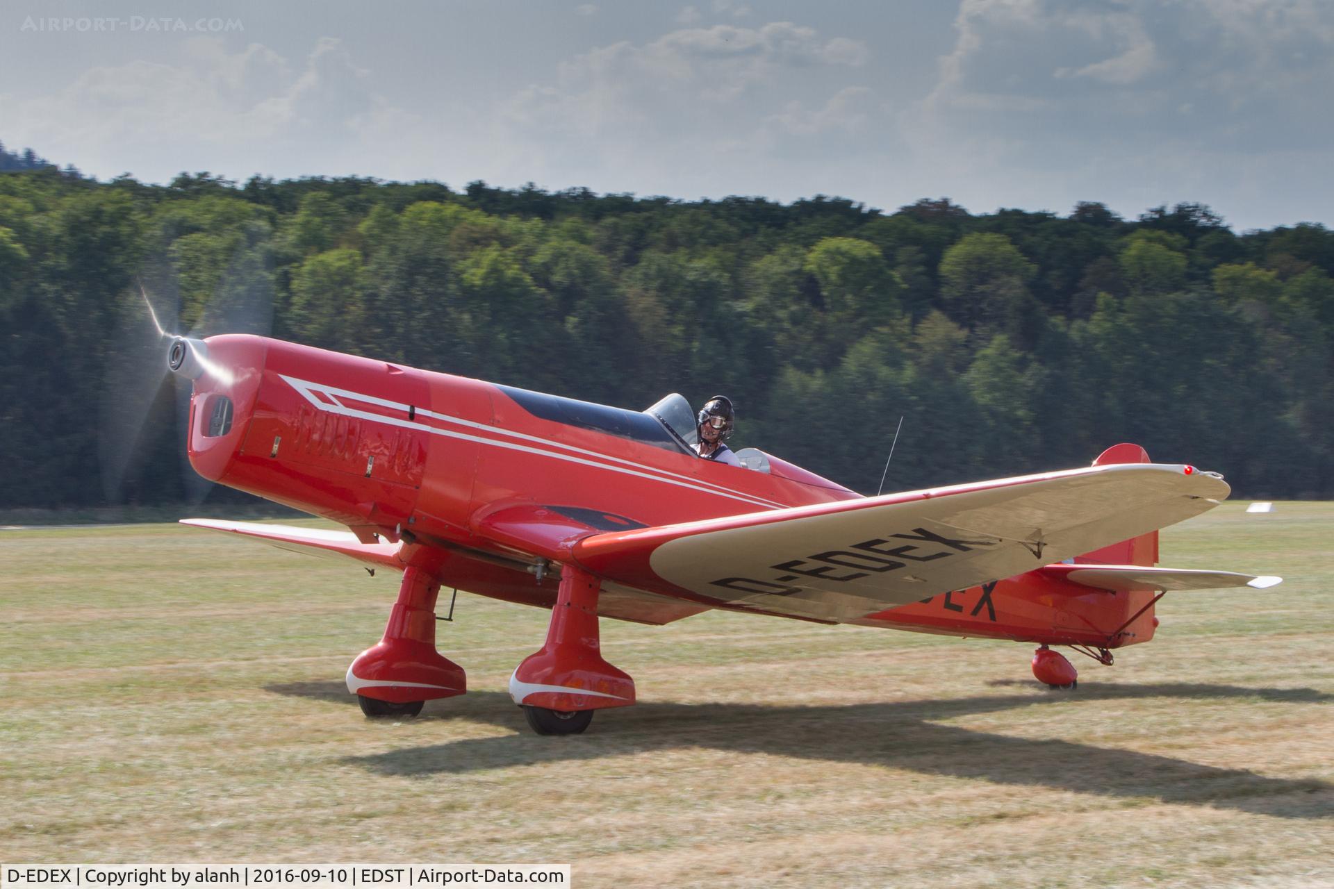 D-EDEX, 1940 Klemm Kl-35 Spezial C/N 1916, Taxying for departure at the 2016 Hahnweide Oldtimer Fliegertreffen