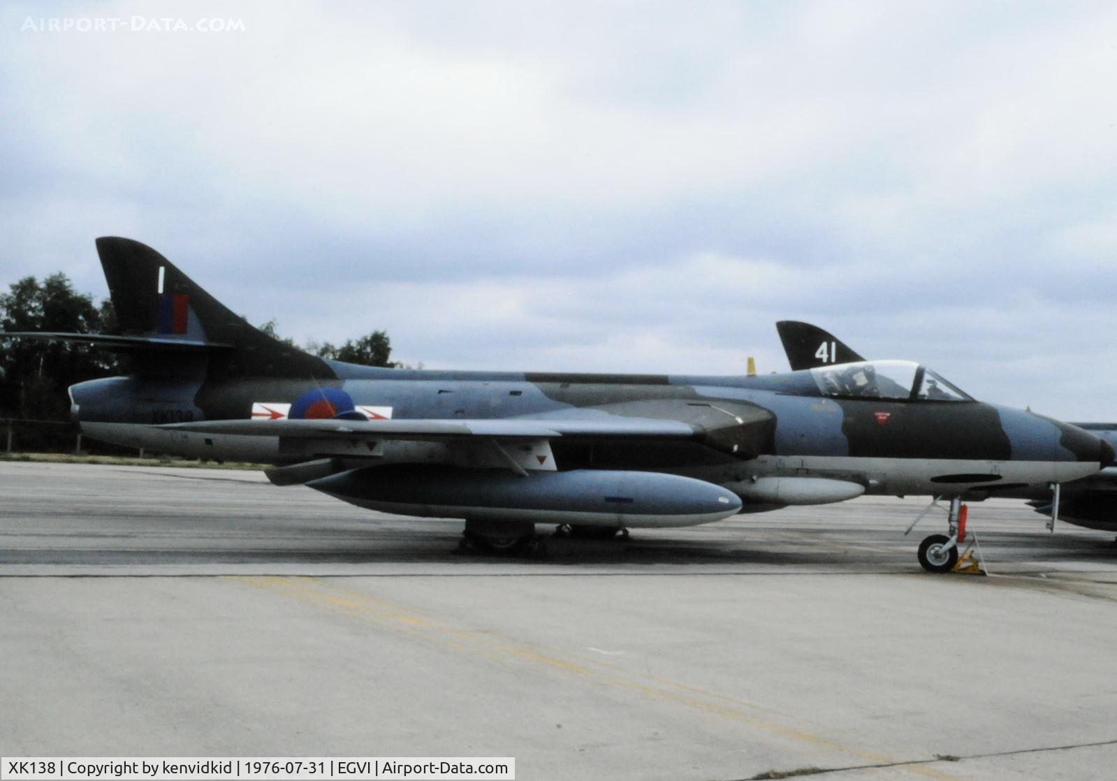 XK138, 1957 Hawker Hunter FGA.9 C/N 41H/688140, At the 1976 International Air Tattoo Greenham Common, copied from slide.