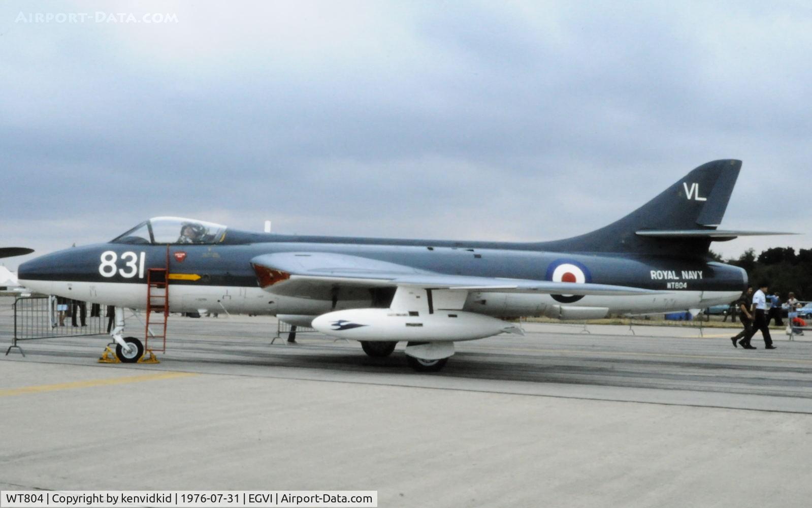 WT804, 1955 Hawker Hunter GA.11 C/N 41H-670747, At the 1976 International Air Tattoo Greenham Common, copied from slide.
