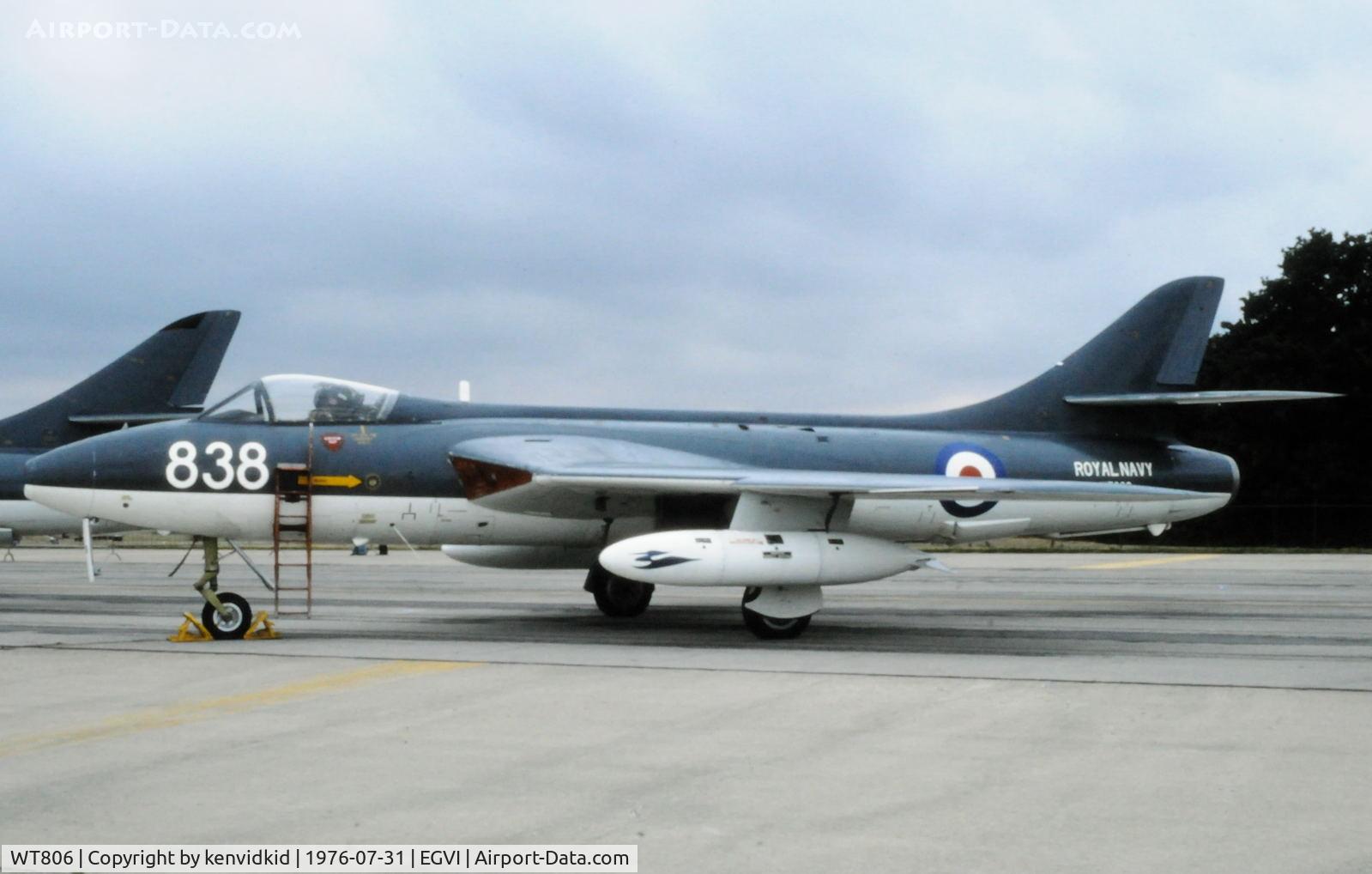 WT806, 1955 Hawker Hunter GA.11 C/N 41H-670749, At the 1976 International Air Tattoo Greenham Common, copied from slide.