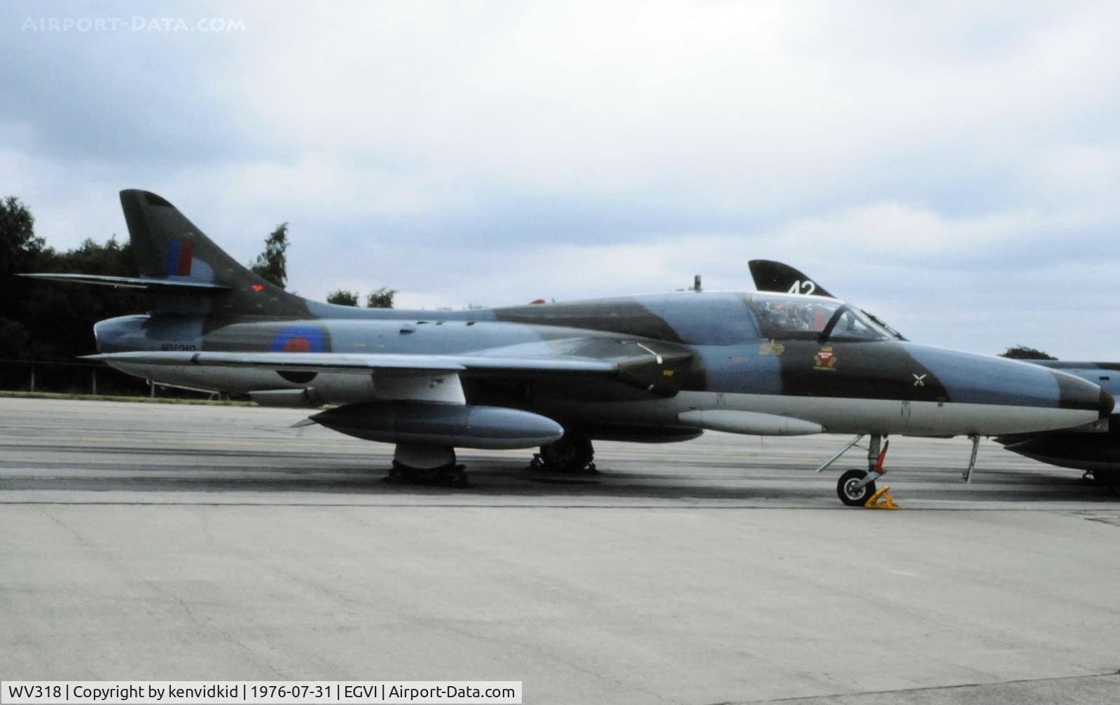 WV318, 1955 Hawker Hunter T.7B C/N 41H-670792, At the 1976 International Air Tattoo Greenham Common, copied from slide.