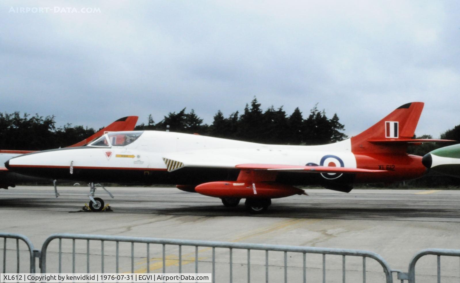 XL612, 1958 Hawker Hunter T.7 C/N 41H-695346, At the 1976 International Air Tattoo Greenham Common, copied from slide.