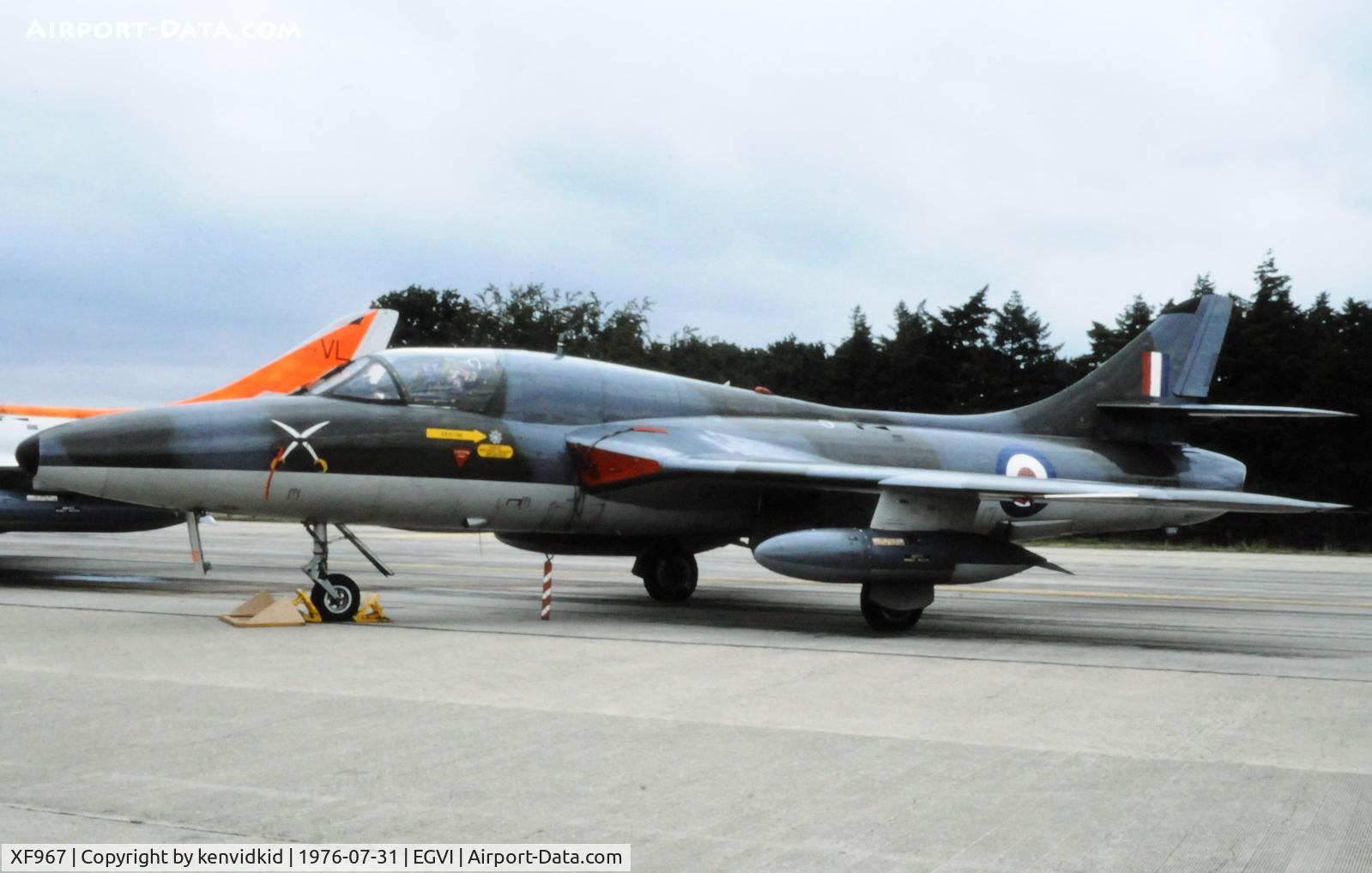 XF967, 1956 Hawker Hunter T.8B C/N HABL-003122, At the 1976 International Air Tattoo Greenham Common, copied from slide.