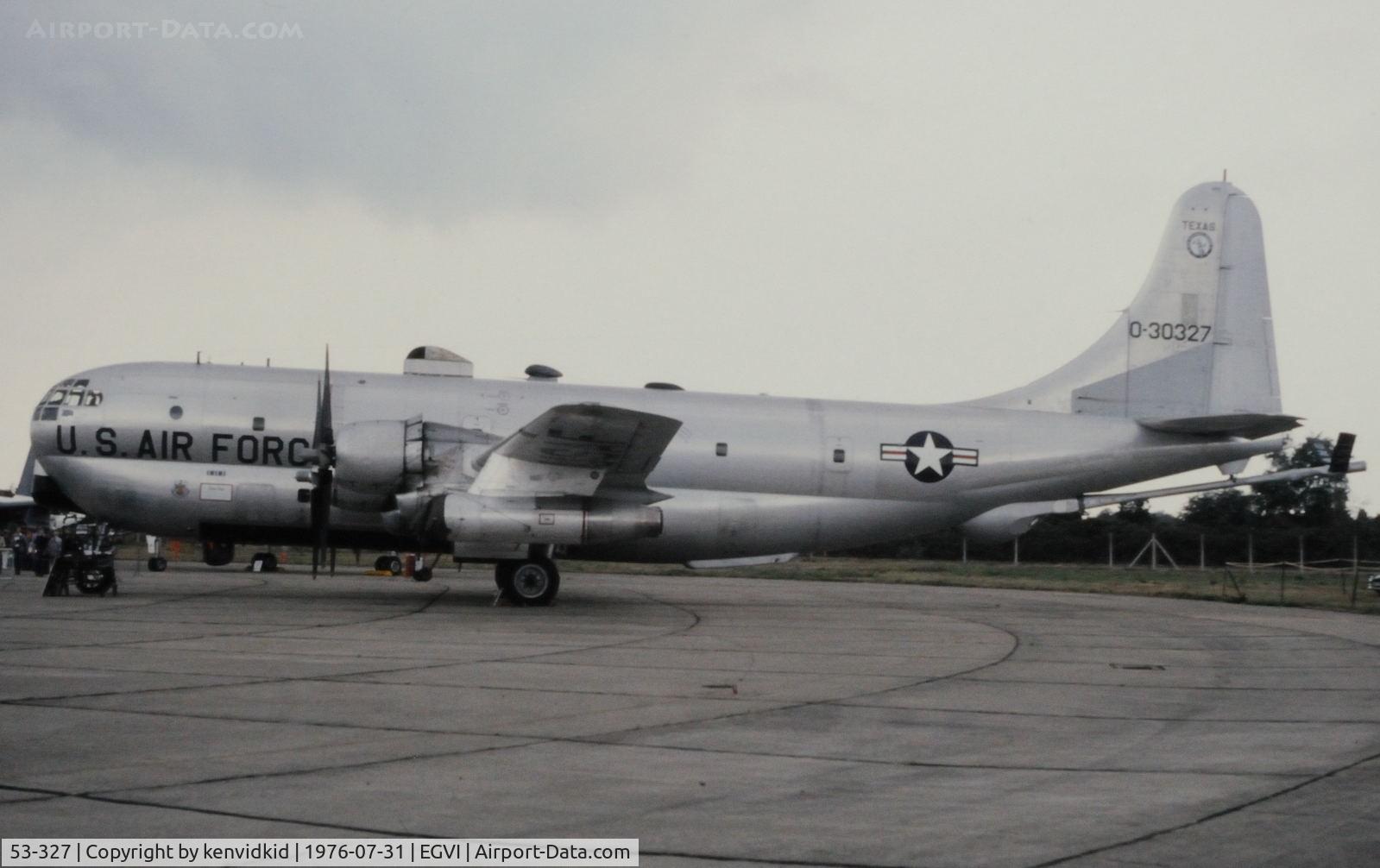 53-327, 1953 Boeing KC-97L Stratofreighter C/N 17109, At the 1976 International Air Tattoo Greenham Common, copied from slide.