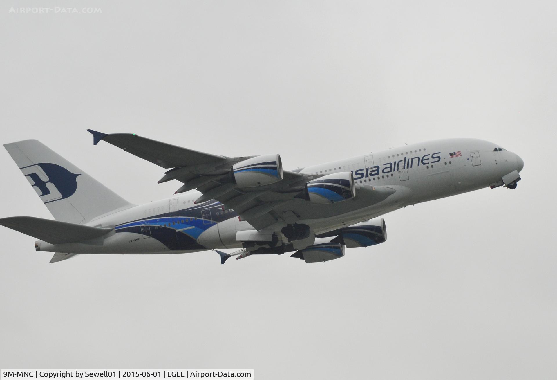 9M-MNC, 2011 Airbus A380-841 C/N 084, Departing LHR