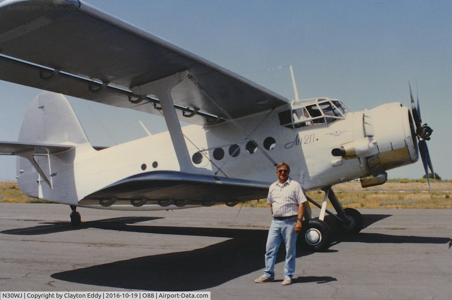 N30WJ, Antonov An-2 C/N 1, An-2 at the old Rio Vista Airport in California.