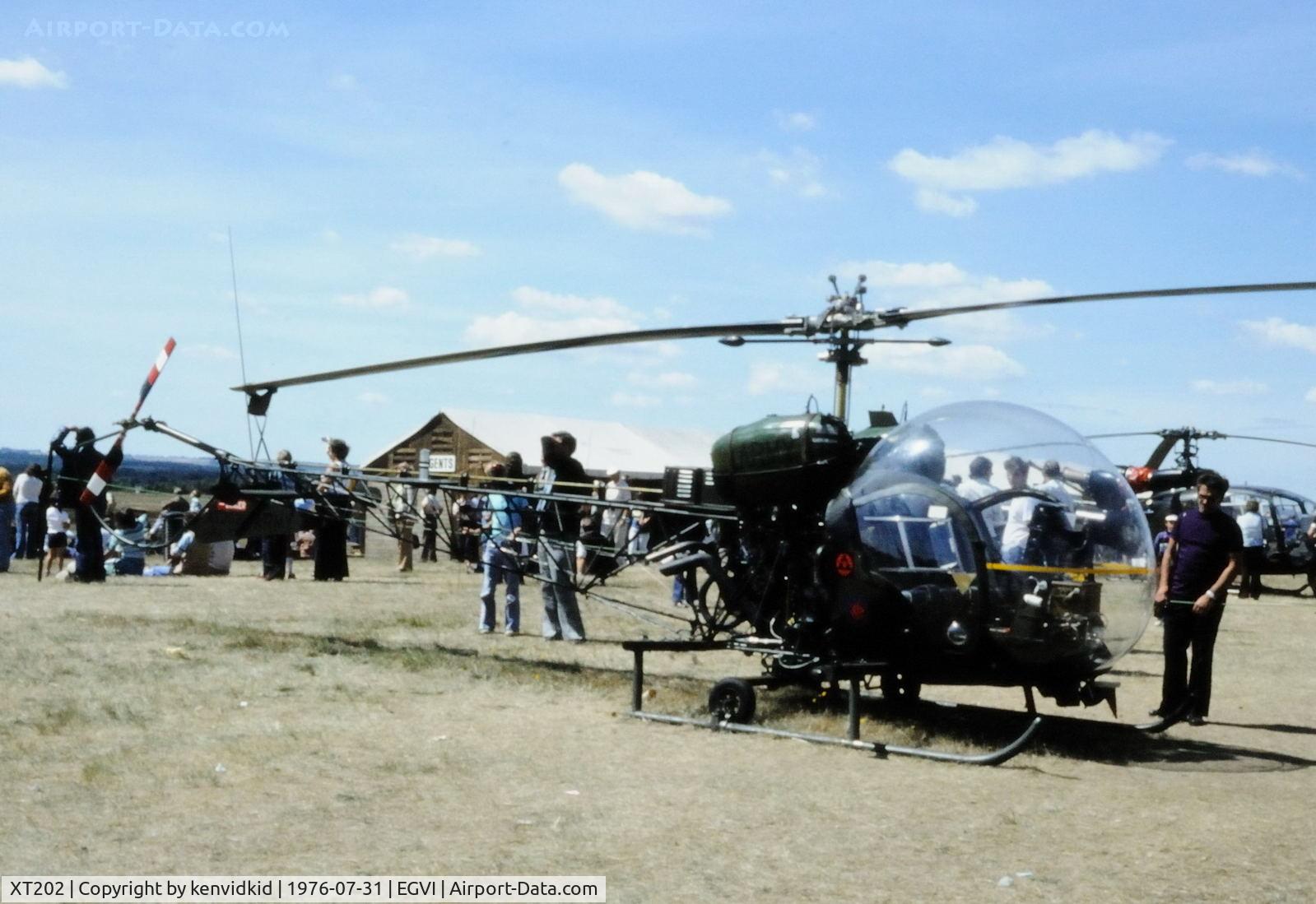 XT202, 1965 Westland Sioux AH.1 C/N WA361, At the 1976 International Air Tattoo Greenham Common, copied from slide.