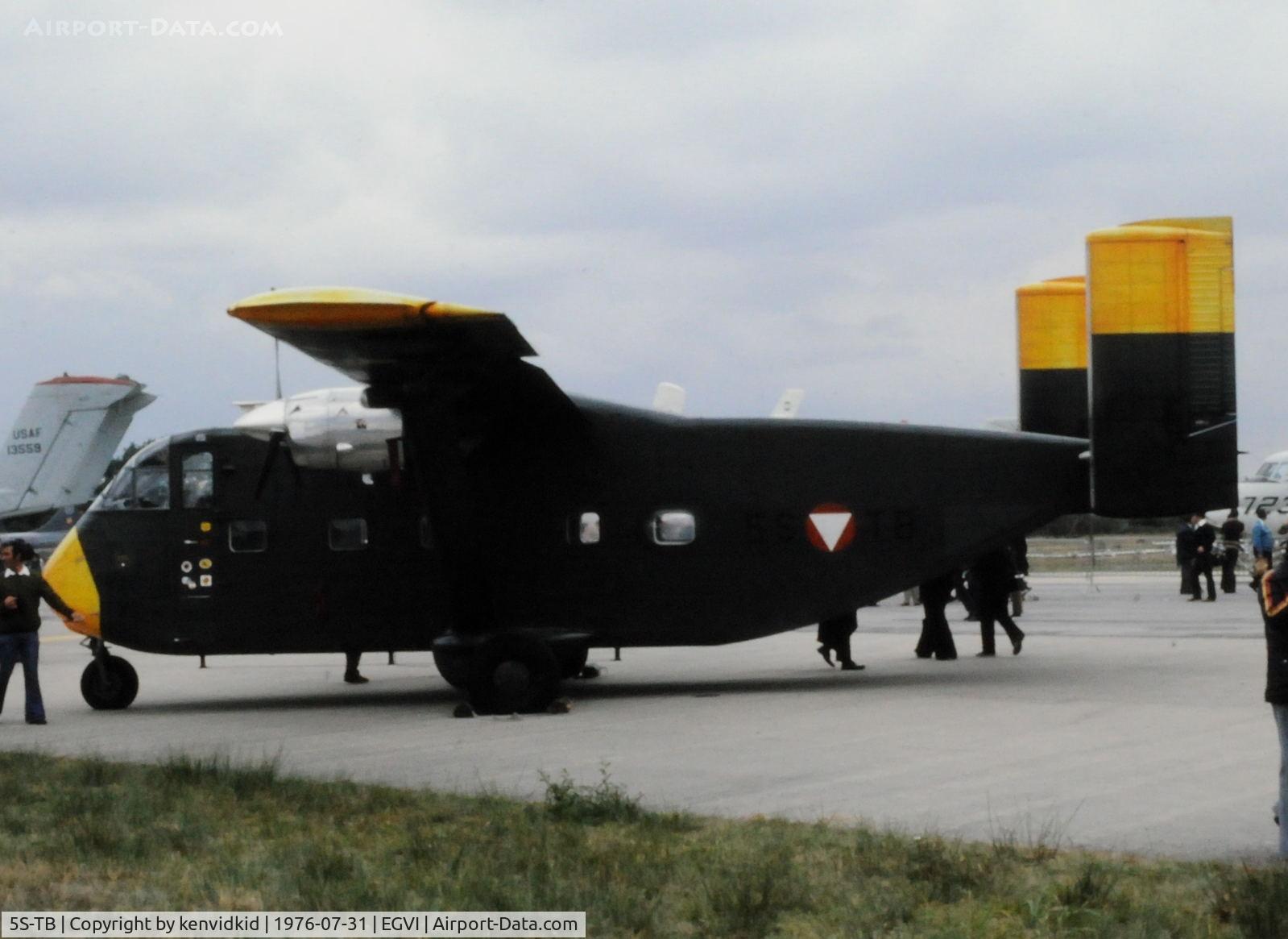 5S-TB, 1969 Short SC-7 Skyvan 3M-400 C/N SH.1860, At the 1976 International Air Tattoo Greenham Common, copied from slide.
