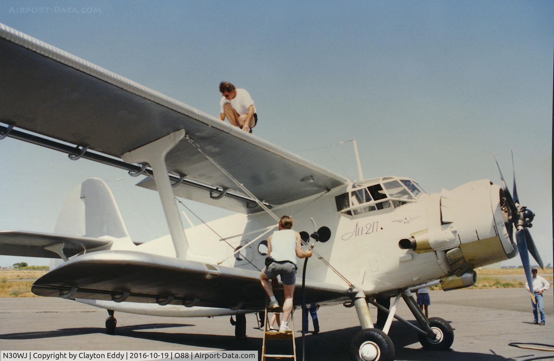 N30WJ, Antonov An-2 C/N 1, An-2 at the old Rio Vista Airport in California.