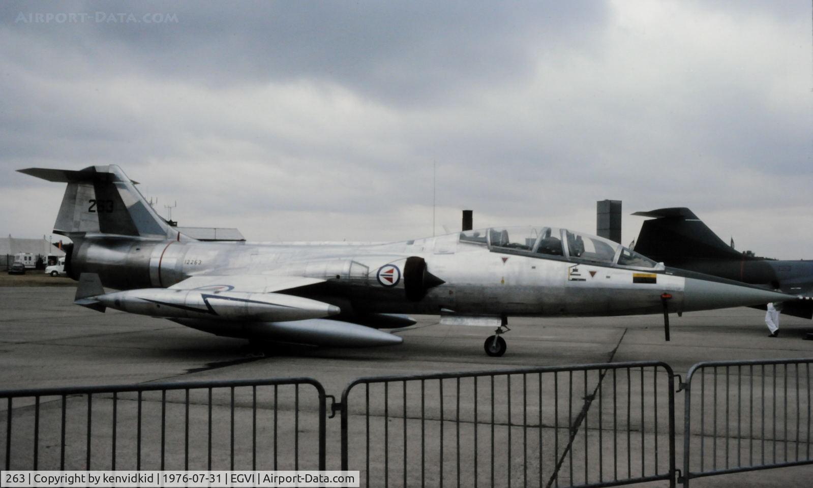 263, 1962 Lockheed TF-104G Starfighter C/N 583C-5508, At the 1976 International Air Tattoo Greenham Common, copied from slide.