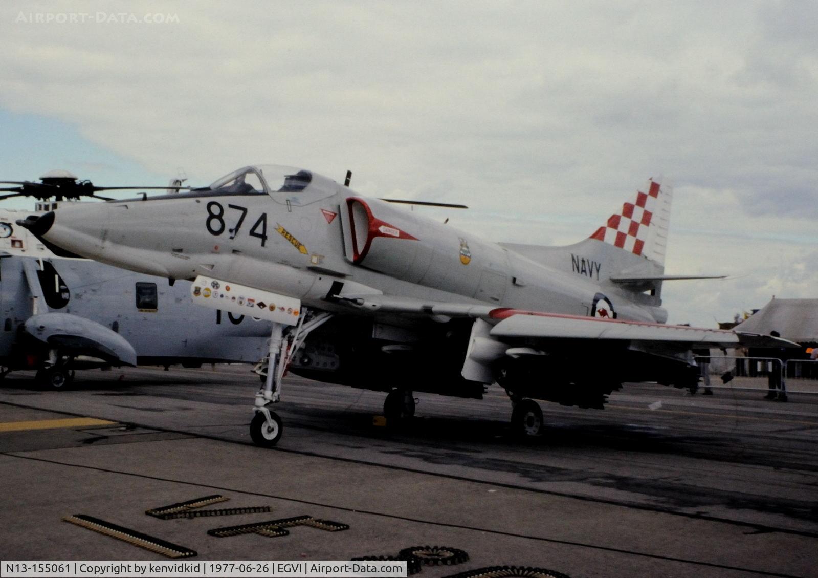 N13-155061, 1968 Douglas A-4G Skyhawk C/N 13877, At the 1977 International Air Tattoo Greenham Common, copied from slide.