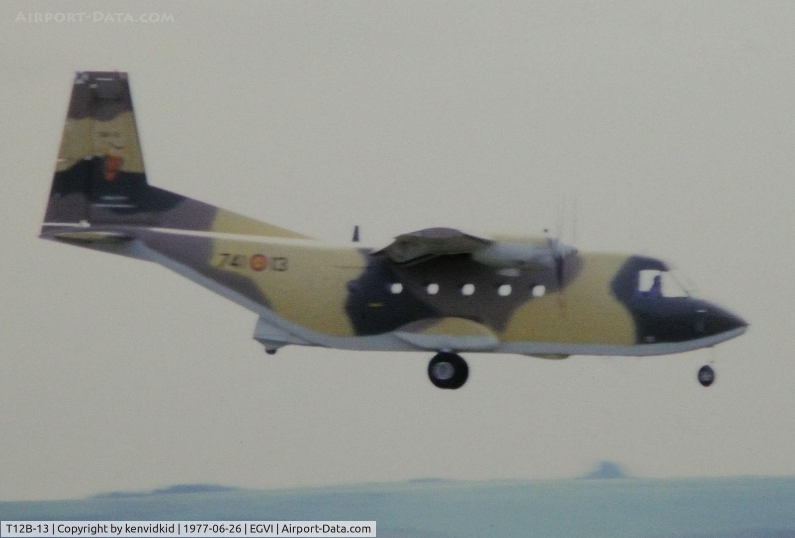 T12B-13, CASA C-212-100 Aviocar C/N A1-9-19, At the 1977 International Air Tattoo Greenham Common, copied from slide.